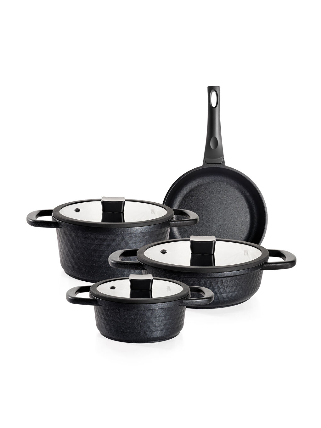 Hektor Döküm Tencere Seti 7 Parça-Siyah