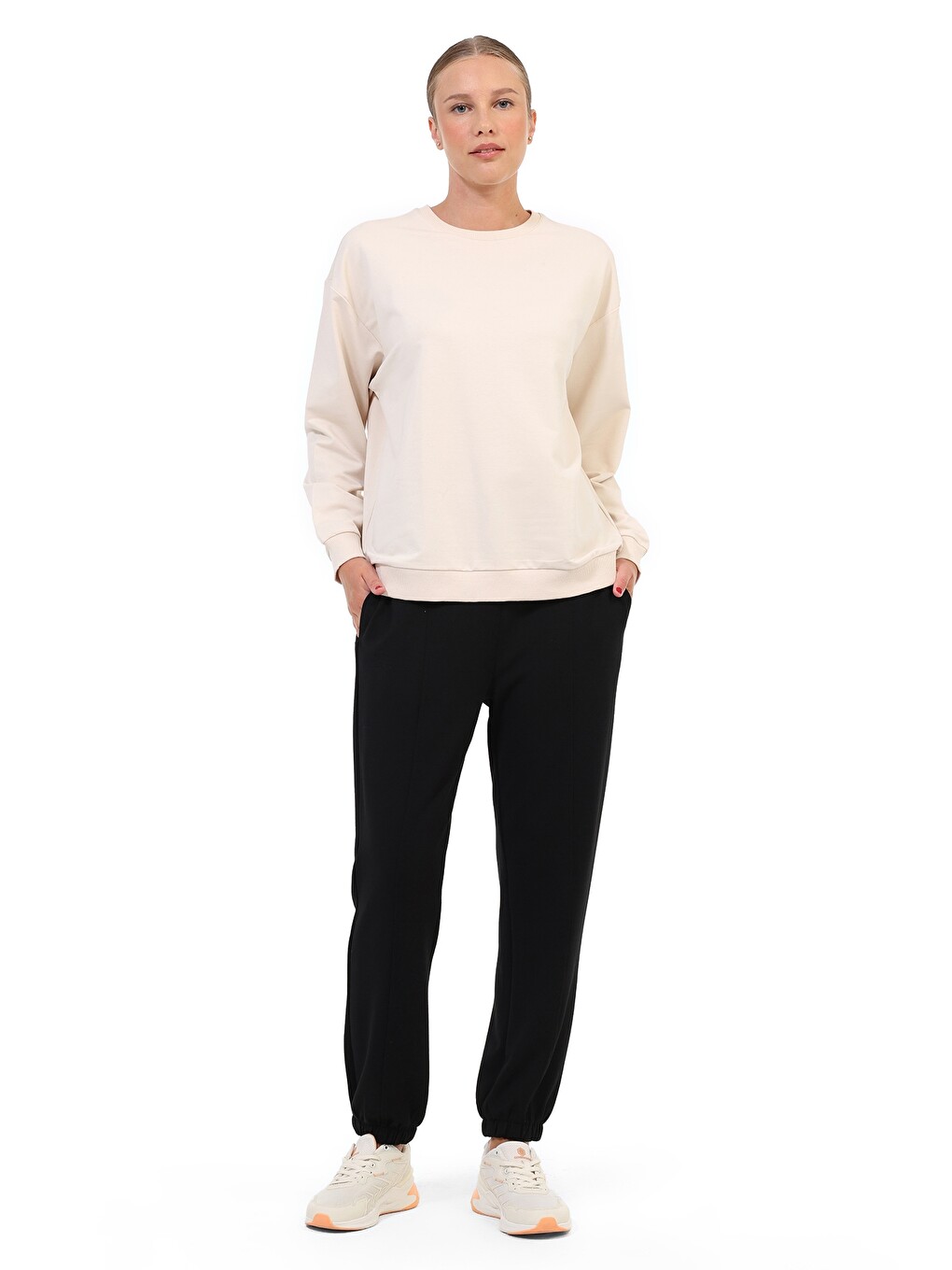 Gri Sweatshirt Kadın Taş Rengi Wb 16sn79-2