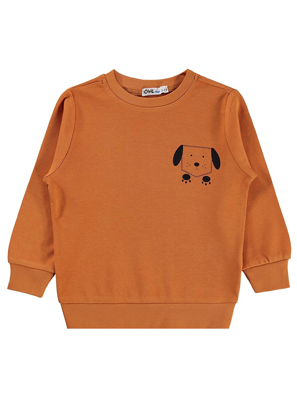 Siyah Boys Köpek Baskılı 2-5 Yaş Sweatshirt - Turuncu