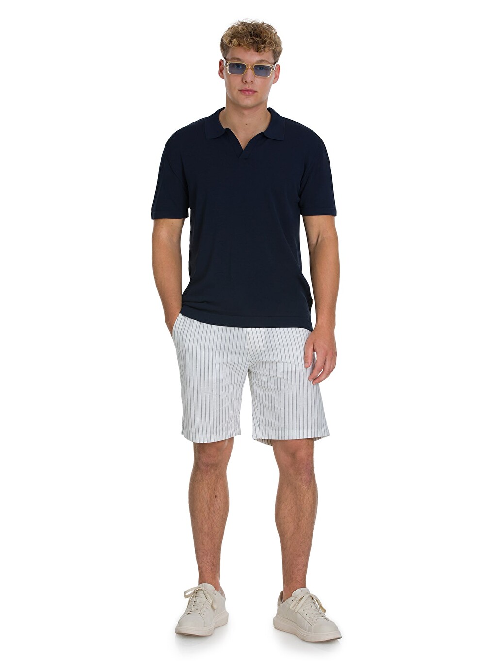 Lacivert Regular Fit Polo Yaka Rayon Tişört-1