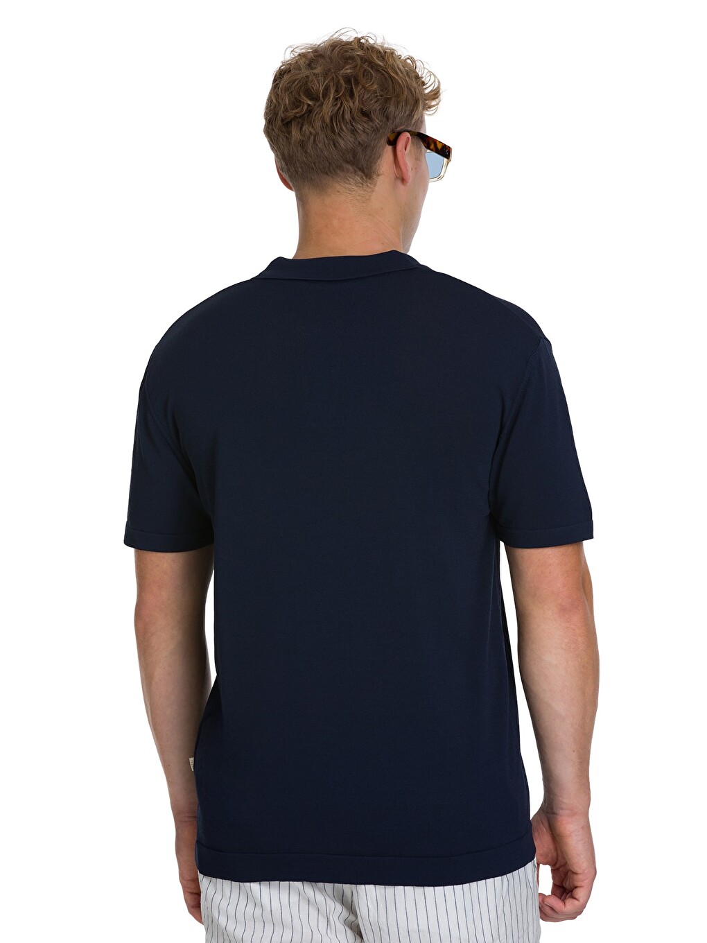Lacivert Regular Fit Polo Yaka Rayon Tişört-4