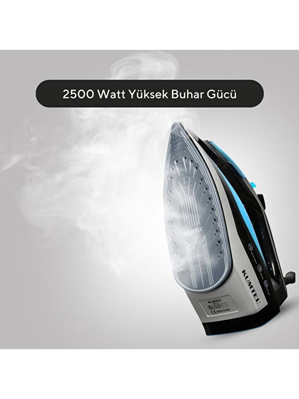 HMU-02 Seramik Tabanlı Buharlı Ütü - Mavi / Siyah - 2500 Watt-4