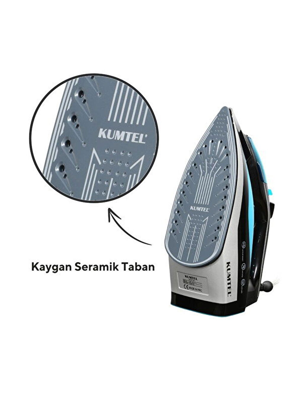 HMU-02 Seramik Tabanlı Buharlı Ütü - Mavi / Siyah - 2500 Watt-5