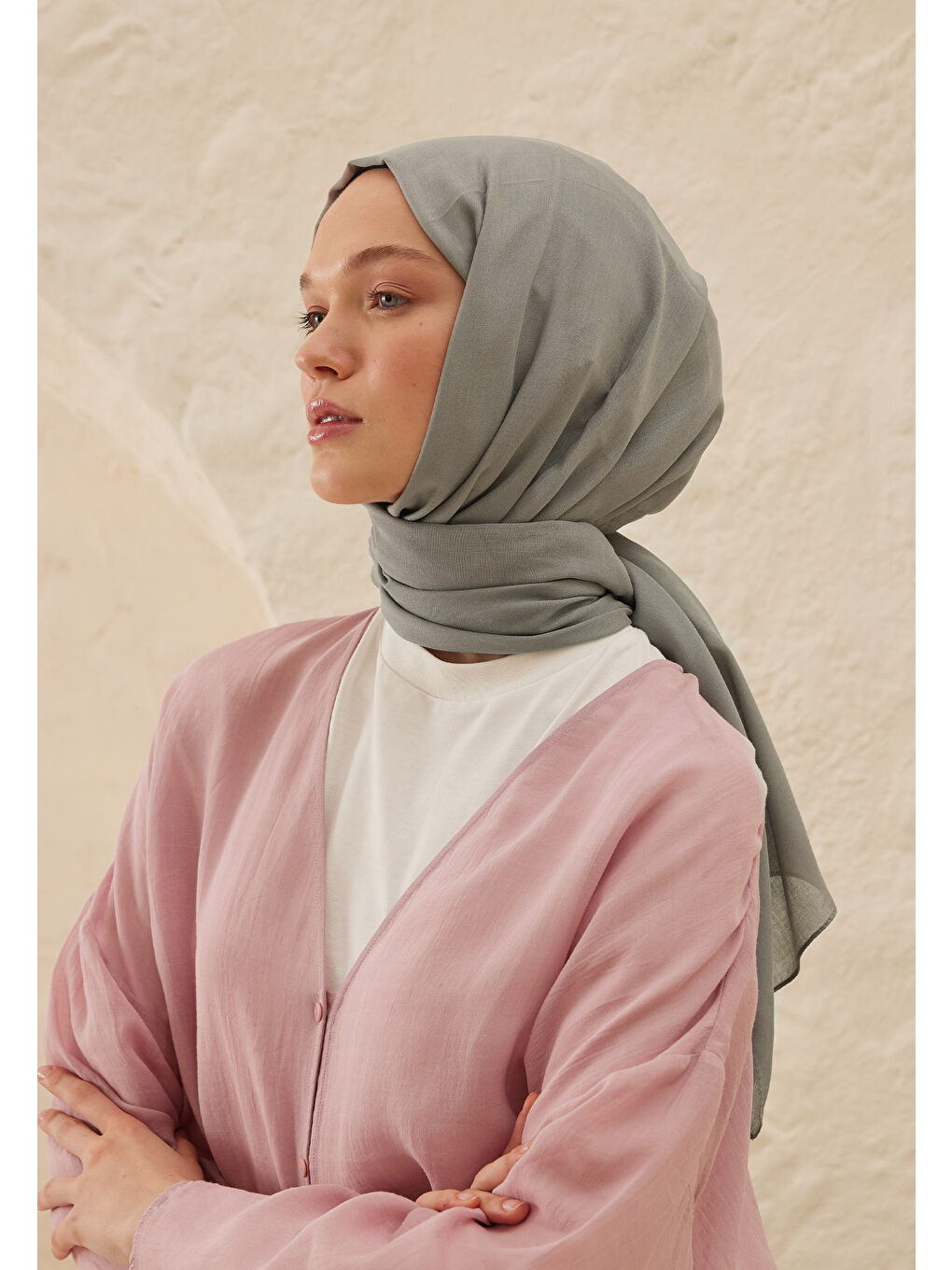 Rami Viskon Şal Açık Gri-1