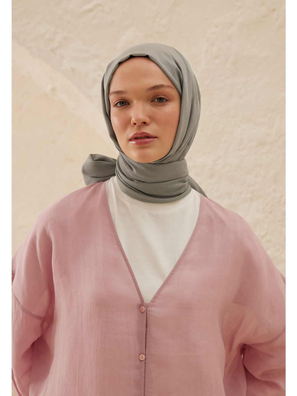 Rami Viskon Şal Açık Gri-2