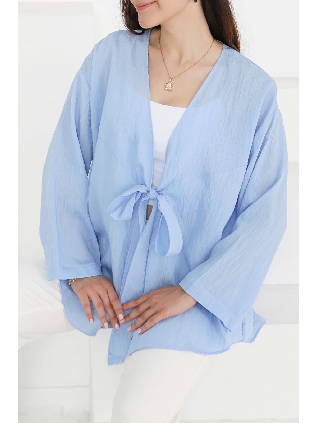 Bağlamalı Ceket Bebe Mavi - 27486-2