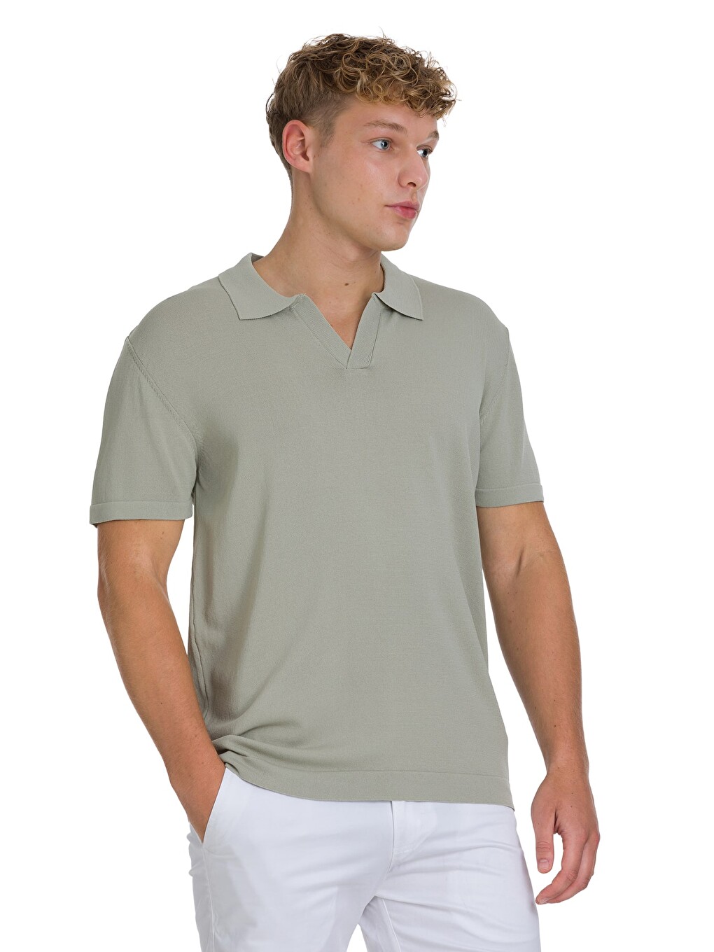 Haki Regular Fit Polo Yaka Rayon Tişört