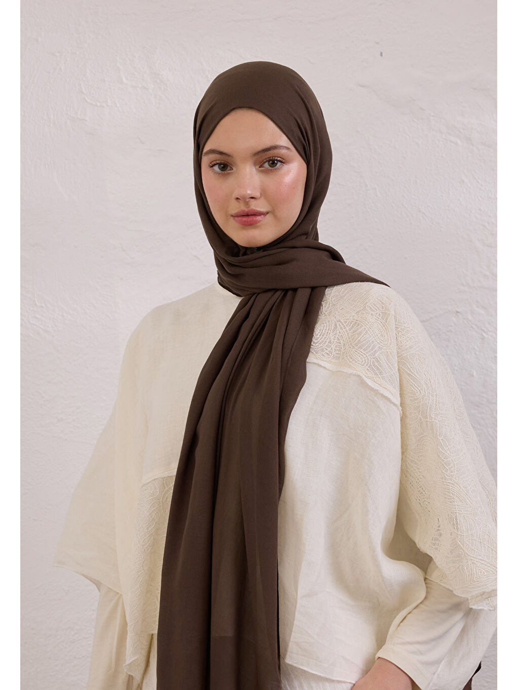 Kahverengi Soft Viskon Şal Kakao-3
