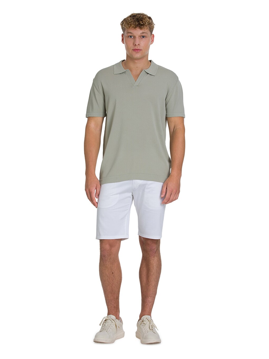 Haki Regular Fit Polo Yaka Rayon Tişört-1