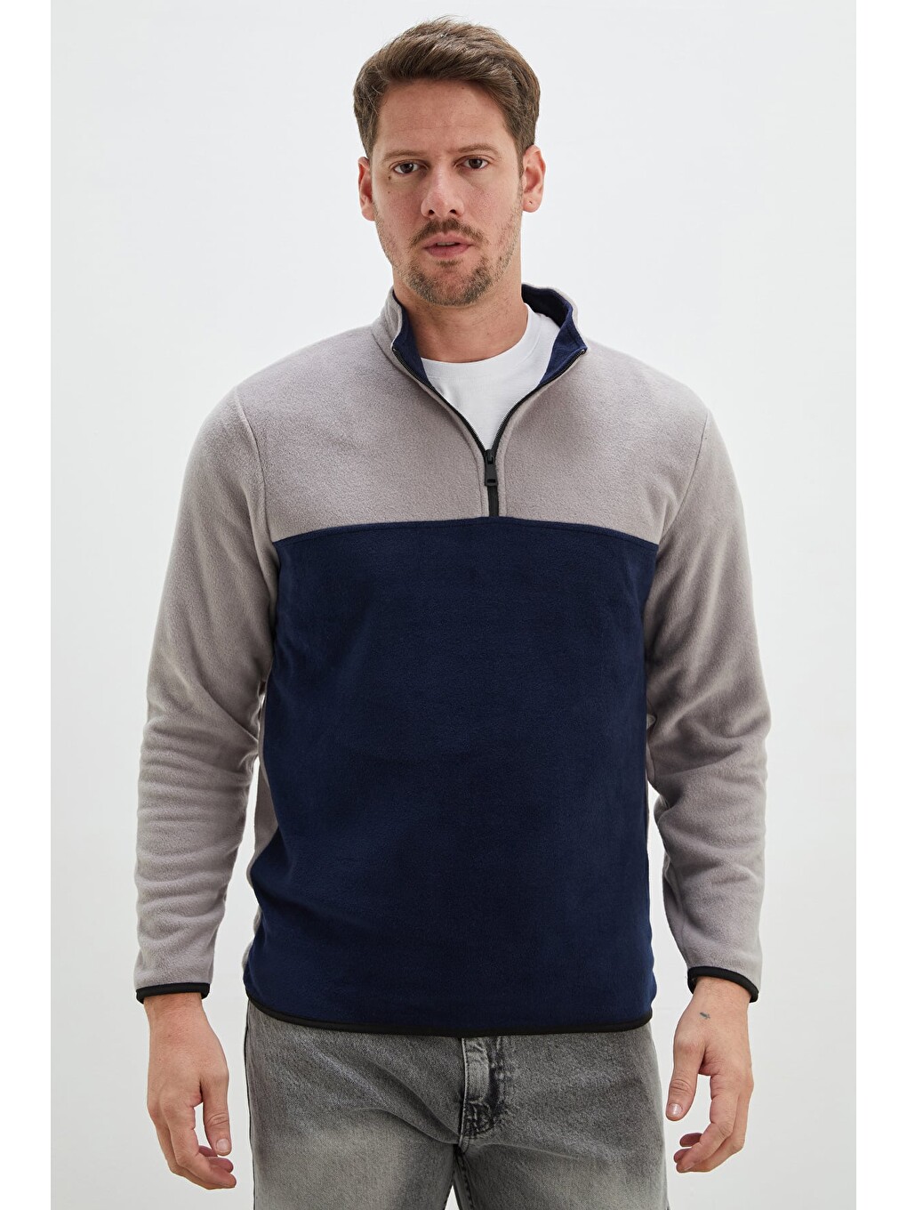 Lacivert Yarım Fermuarlı Regular Fit Polar Sweatshirt-2