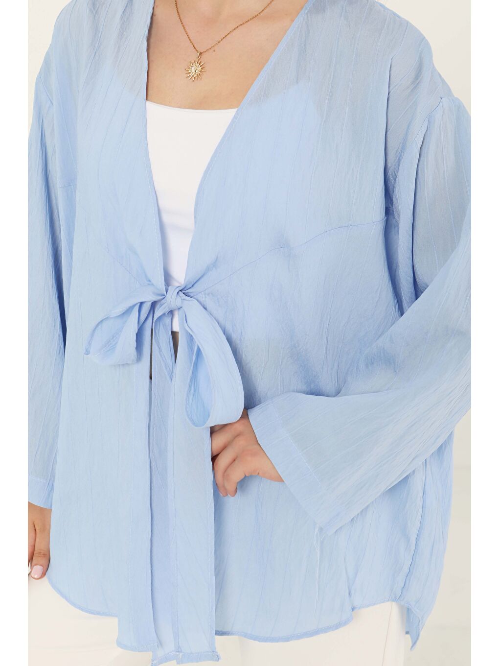 Bağlamalı Ceket Bebe Mavi - 27486-3