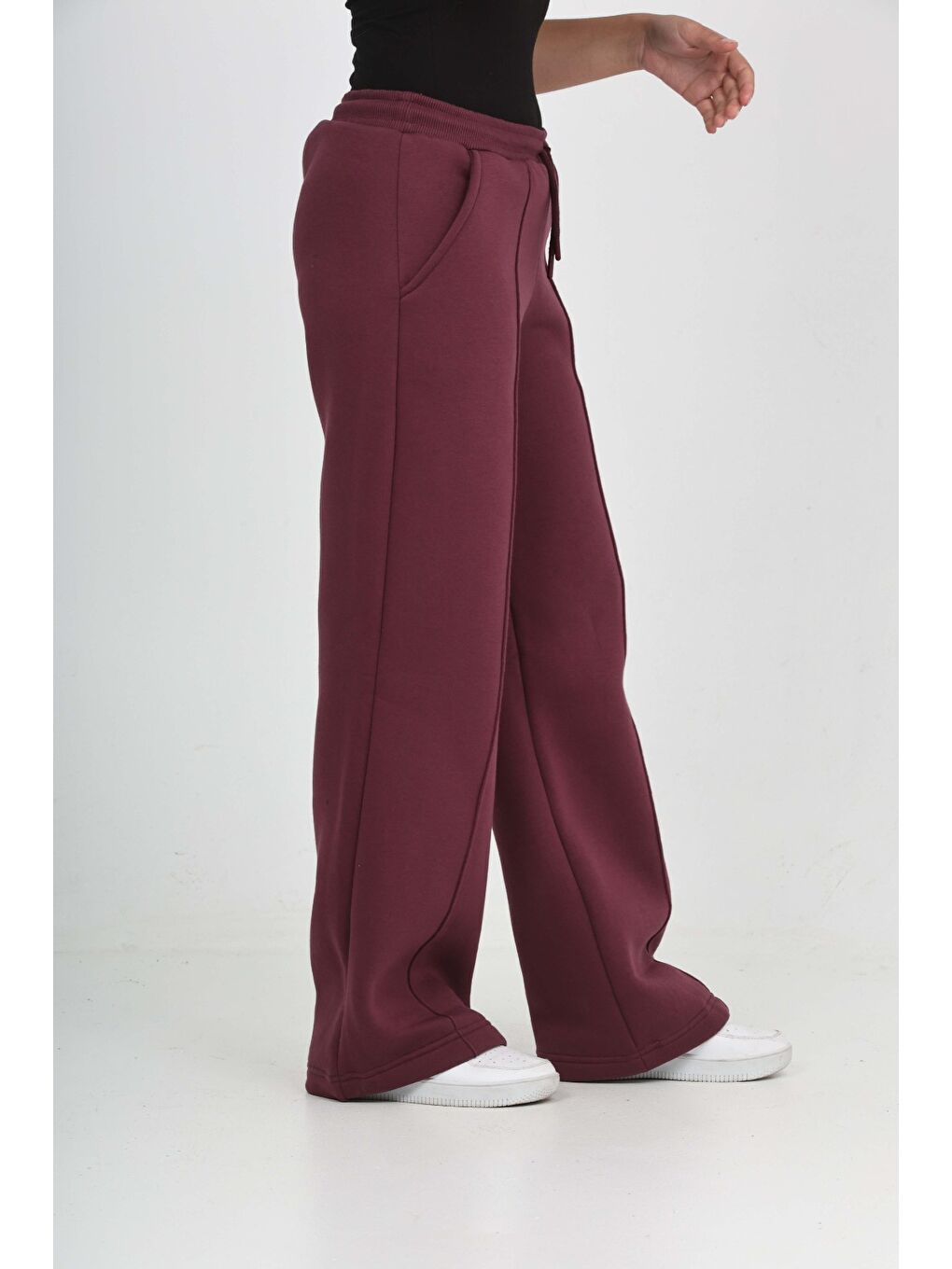 Mor Kız Çocuk Bol Paça Baskılı Eşofman Alt-1