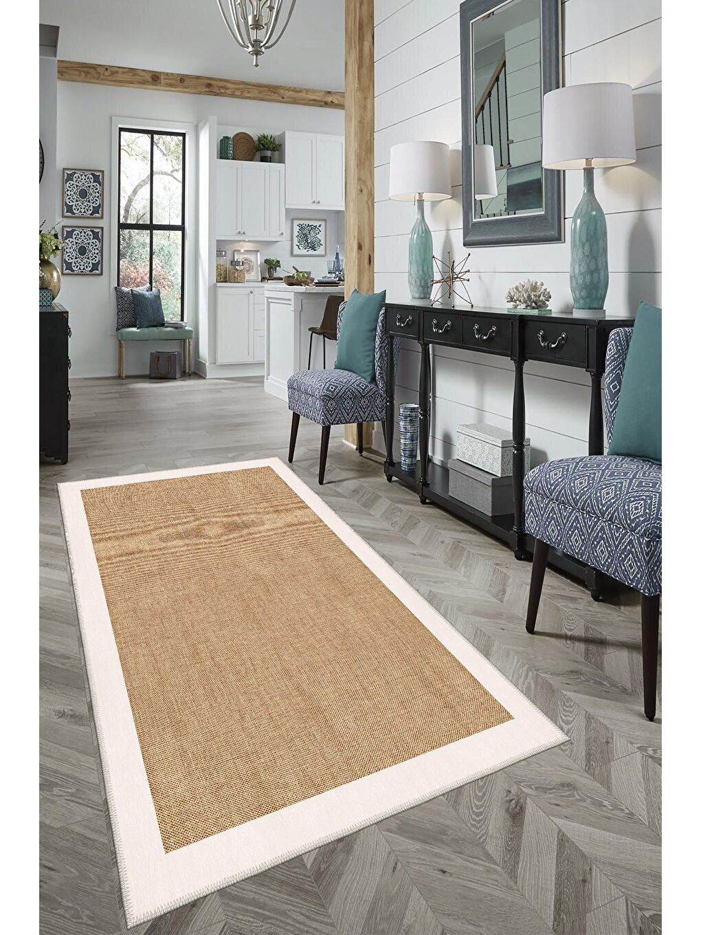 Kahverengi Premium Kalite, Pamuk ve Kaydırmaz Taban, Yıkanabilir, Modern Halı  160 x 230 cm-1