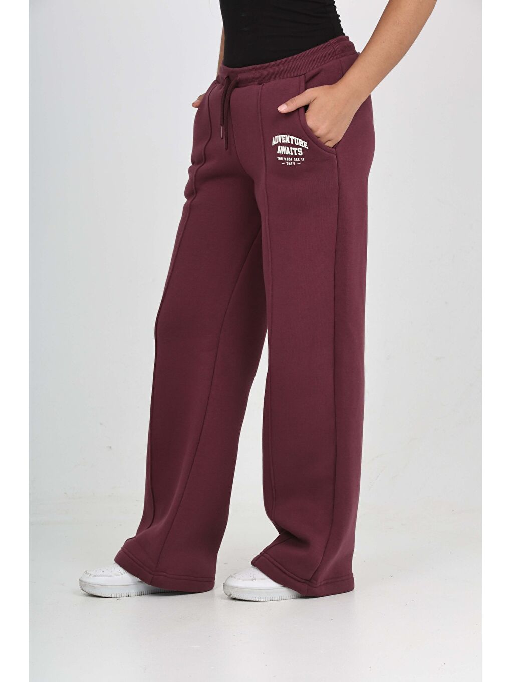 Mor Kız Çocuk Bol Paça Baskılı Eşofman Alt-2