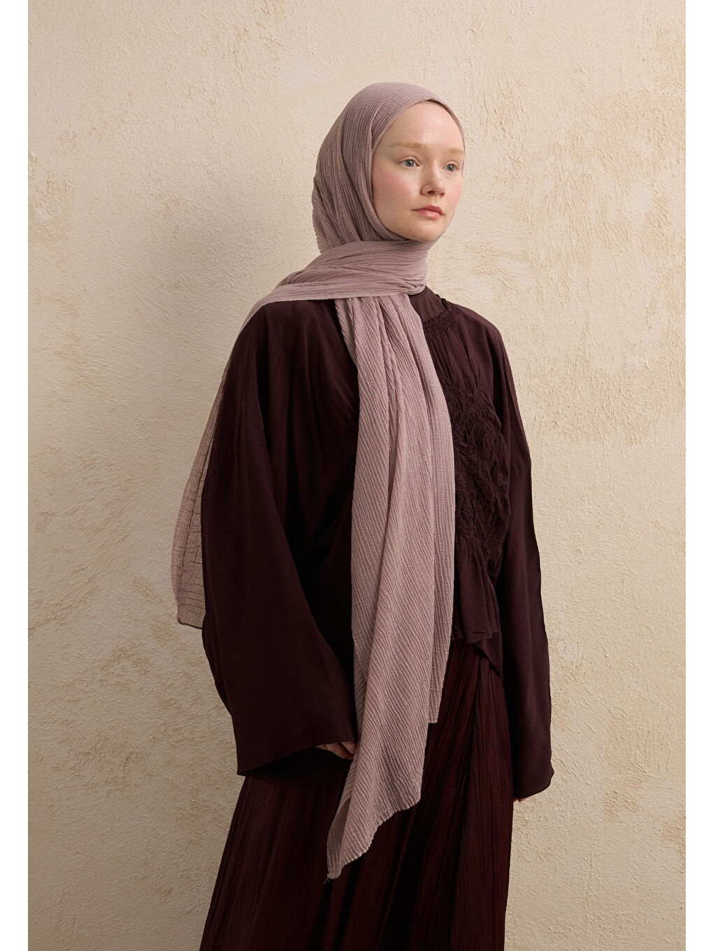 Lila Modal Krinkıl Şal Lavanta-1