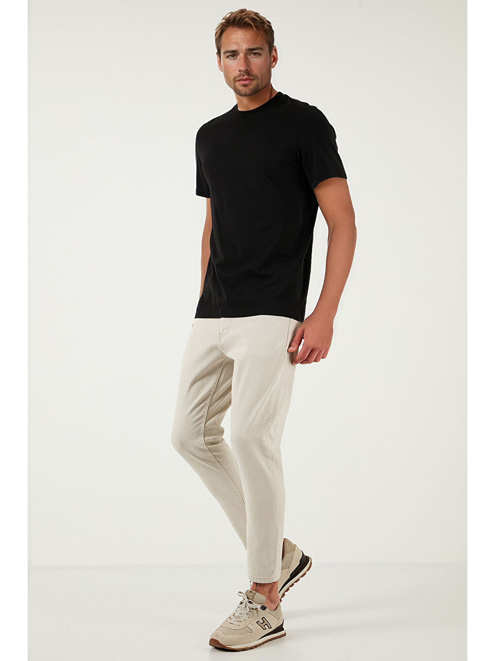 Bej Pamuklu Slim Tapared Normal Bel Daralan Paça Jeans 5900S66MILANO