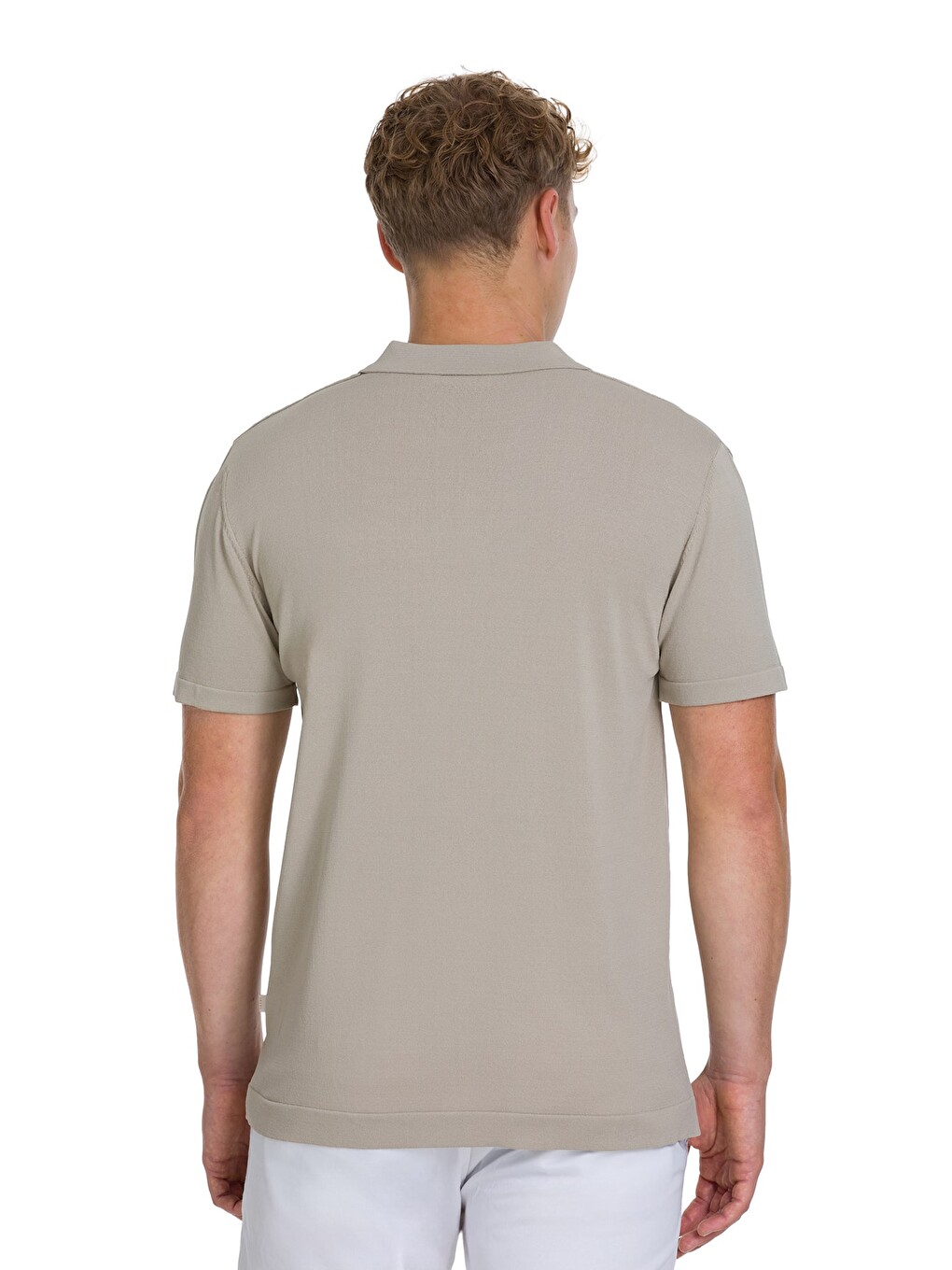 Bej Vizon Regular Fit Polo Yaka Rayon Tişört-4