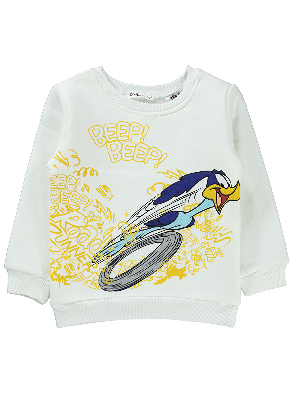 Civil Road Runner Kız Çocuk Sweatshirt  2-5 Yaş Ekru