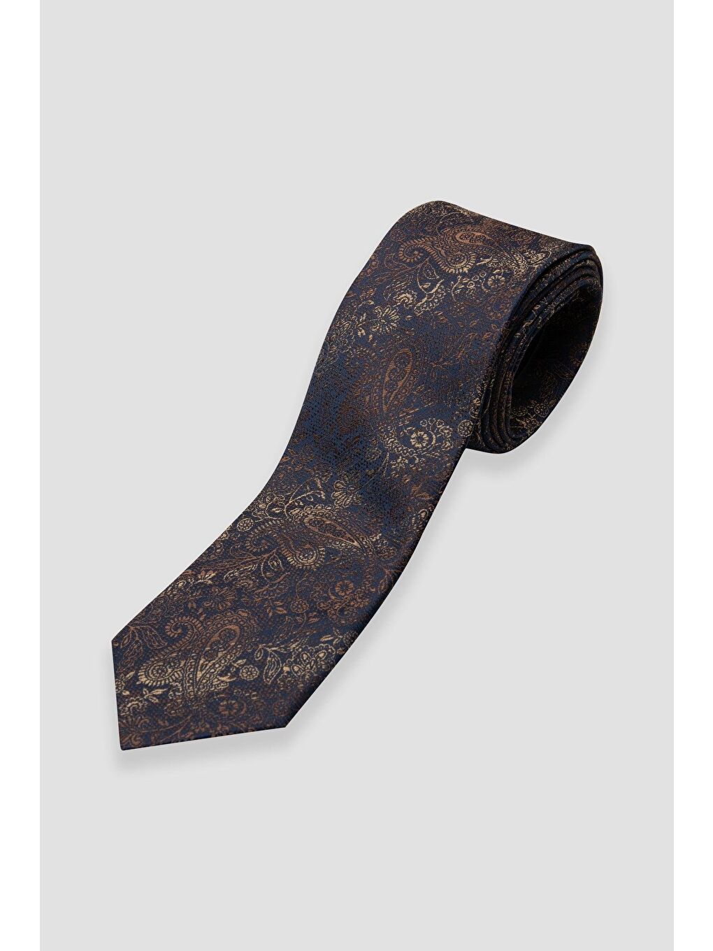 Kravat 8 Cm Mikrofiber Polyester Kahverengi Erkek Desenli Kravat