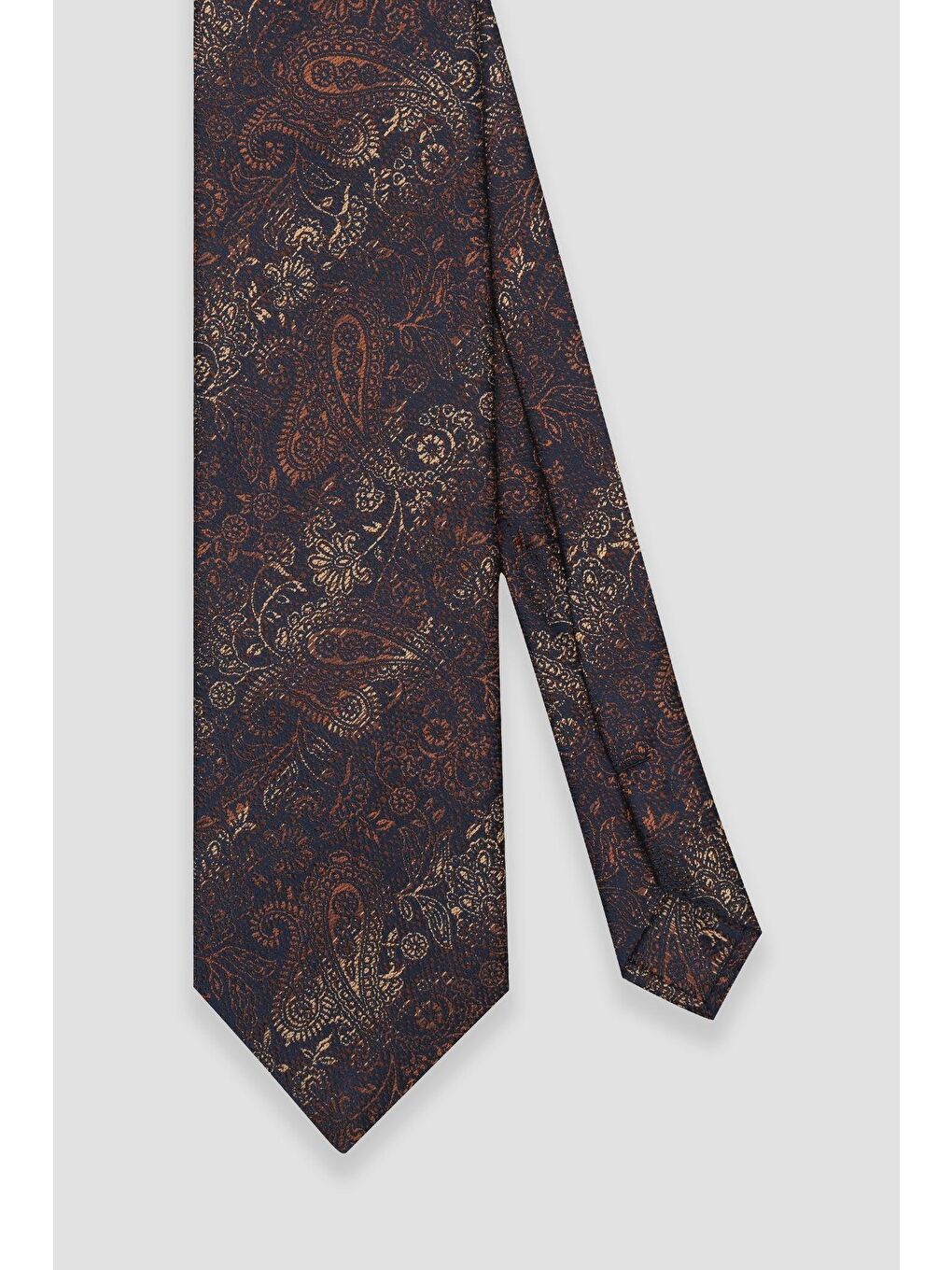 Kravat 8 Cm Mikrofiber Polyester Kahverengi Erkek Desenli Kravat-1