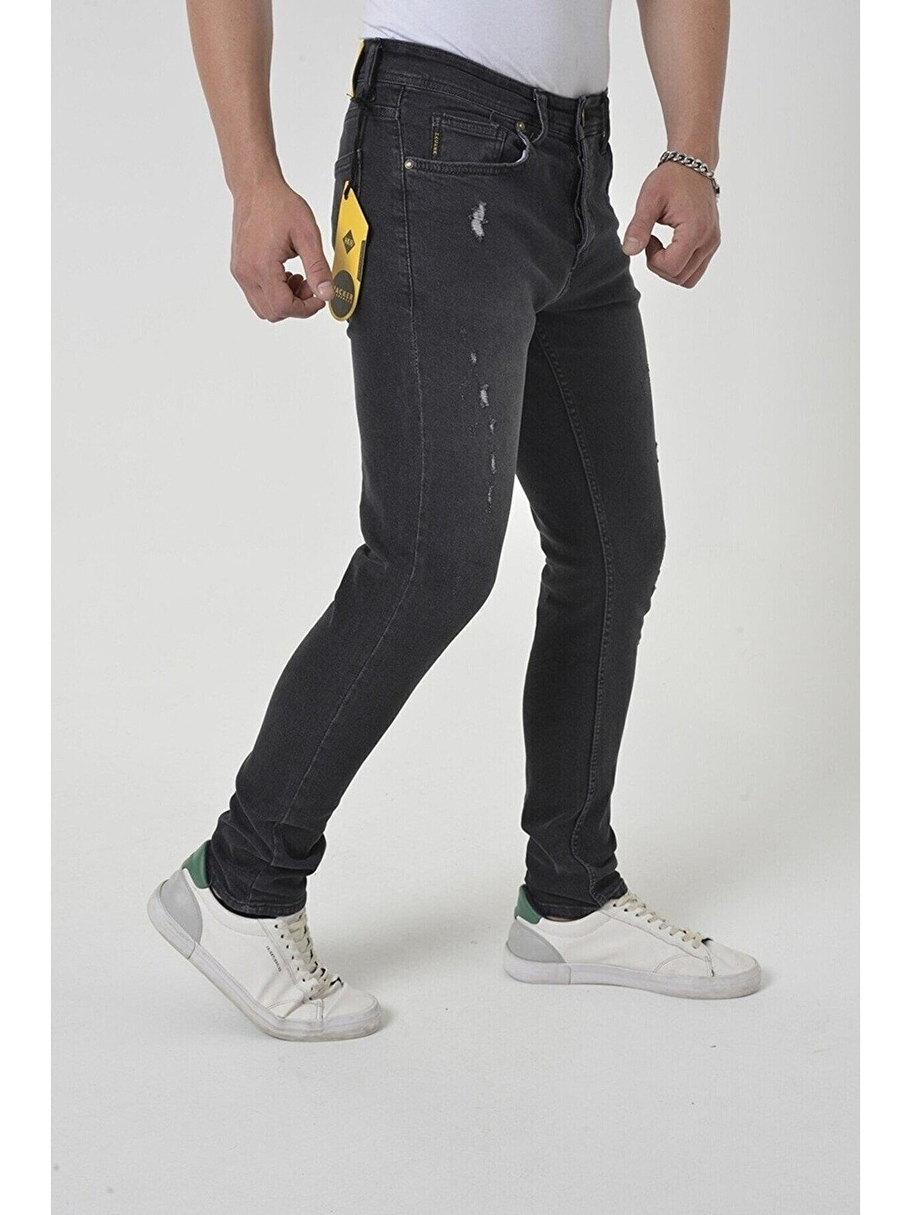 Gri Erkek Slim Fit Elastanlı Denim Jean Pantolon