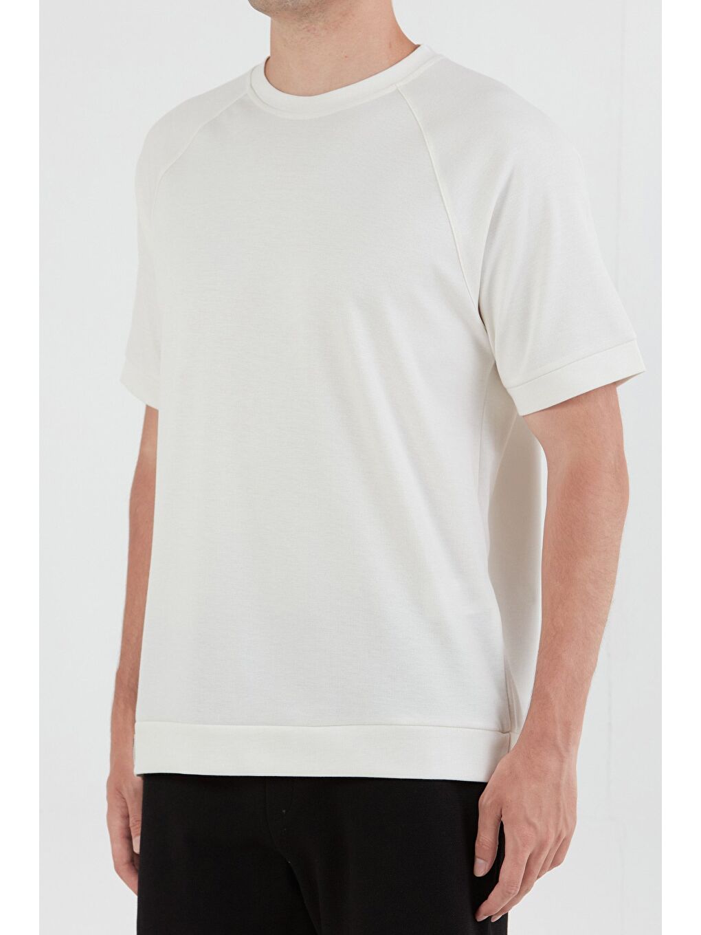 Ekru Basic Kırçıllı Reglan Kol Tişört-4