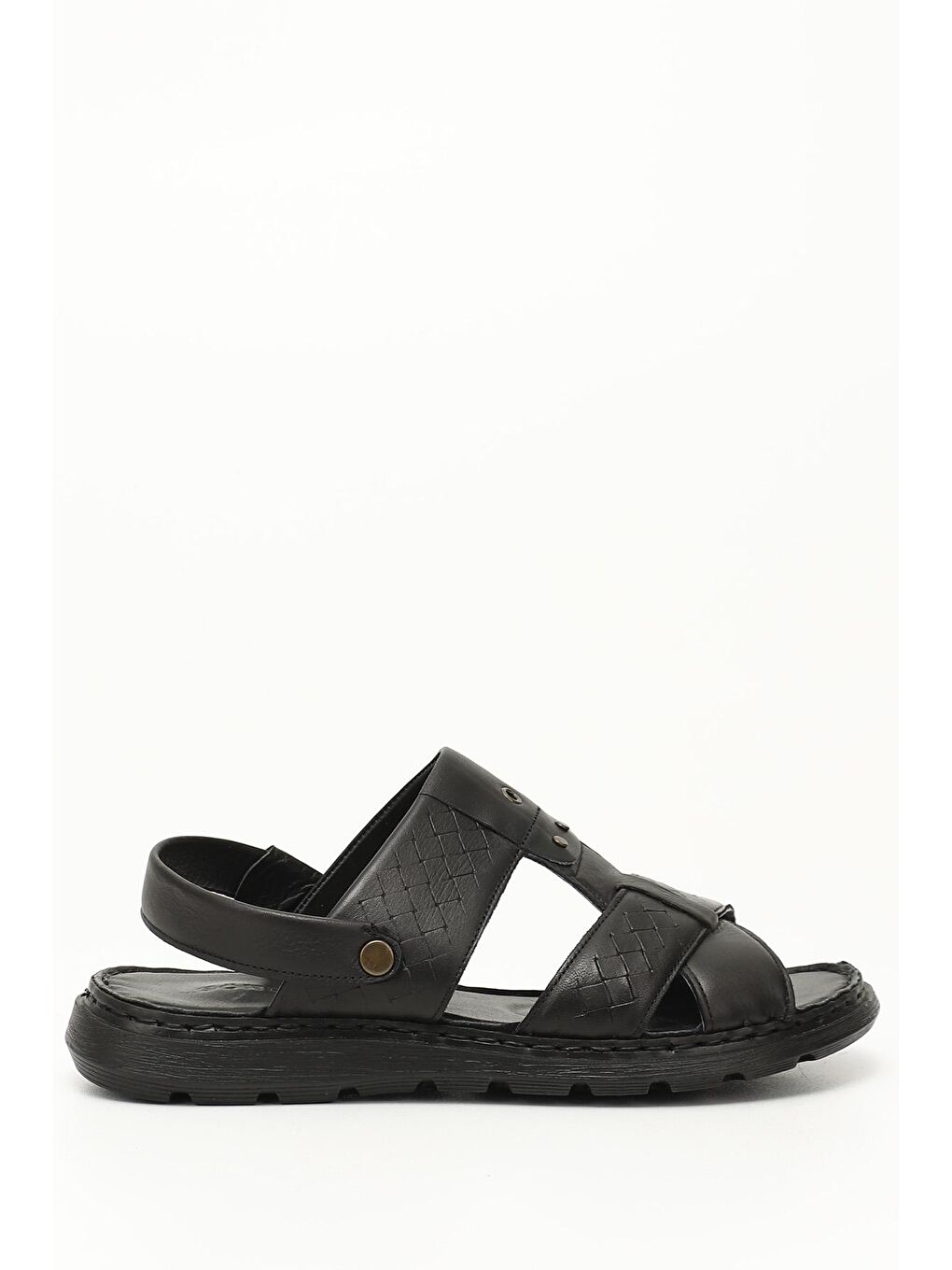 Siyah Hakiki Deri Erkek Sandalet 42811