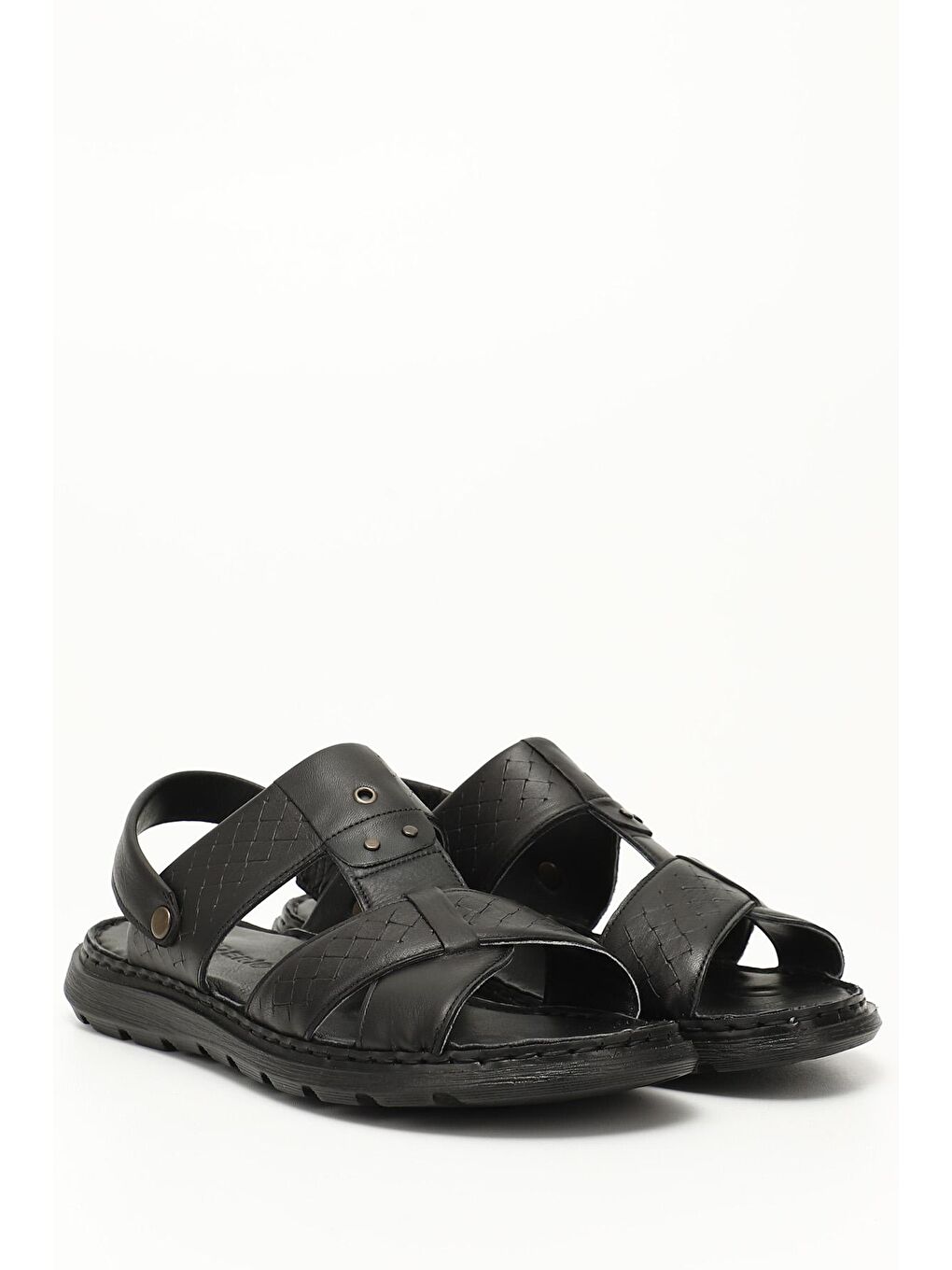 Siyah Hakiki Deri Erkek Sandalet 42811-1