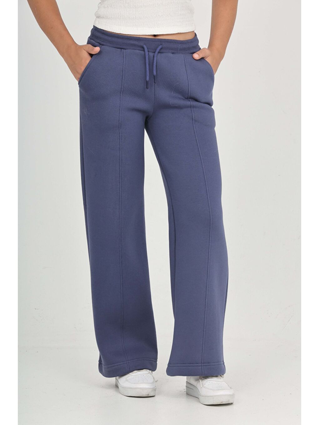 İndigo Kız Çocuk Nervür Detaylı Eşofman Alt-1