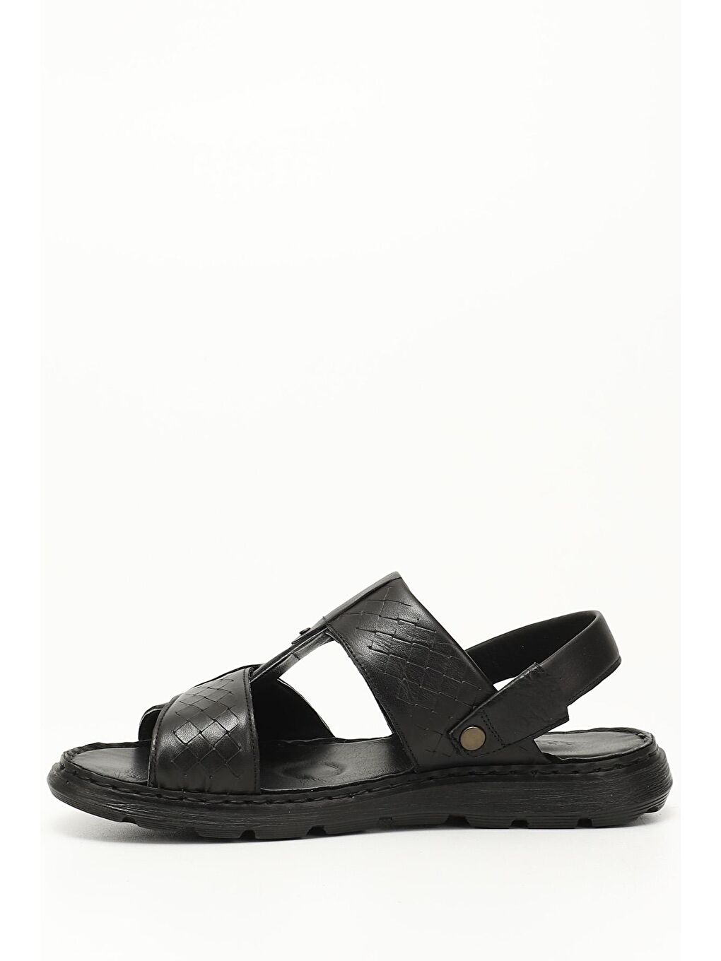 Siyah Hakiki Deri Erkek Sandalet 42811-2