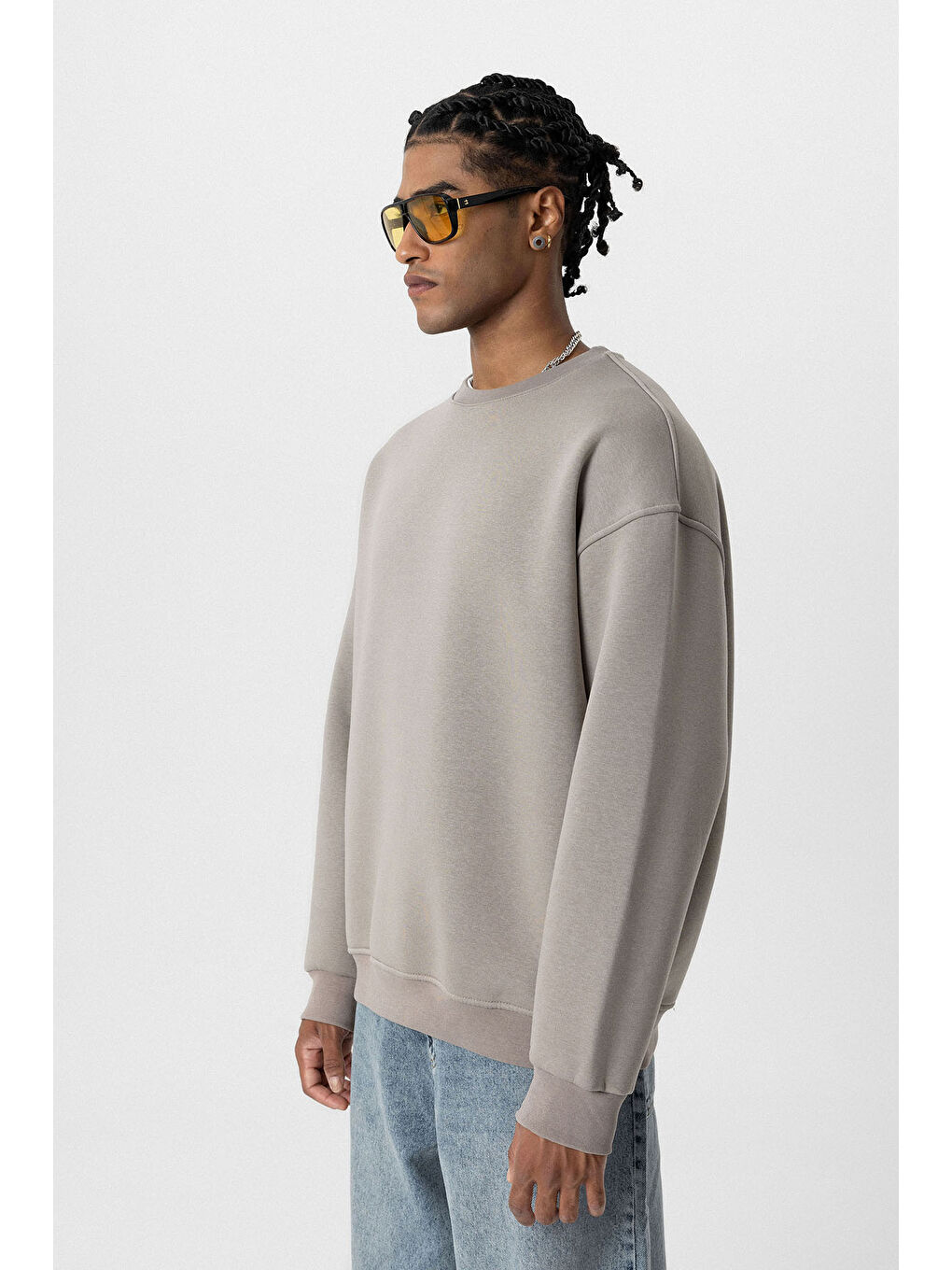 VAMOSCLO Vizon Basic Oversize Bisiklet Yaka Erkek Sweatshirt - 2