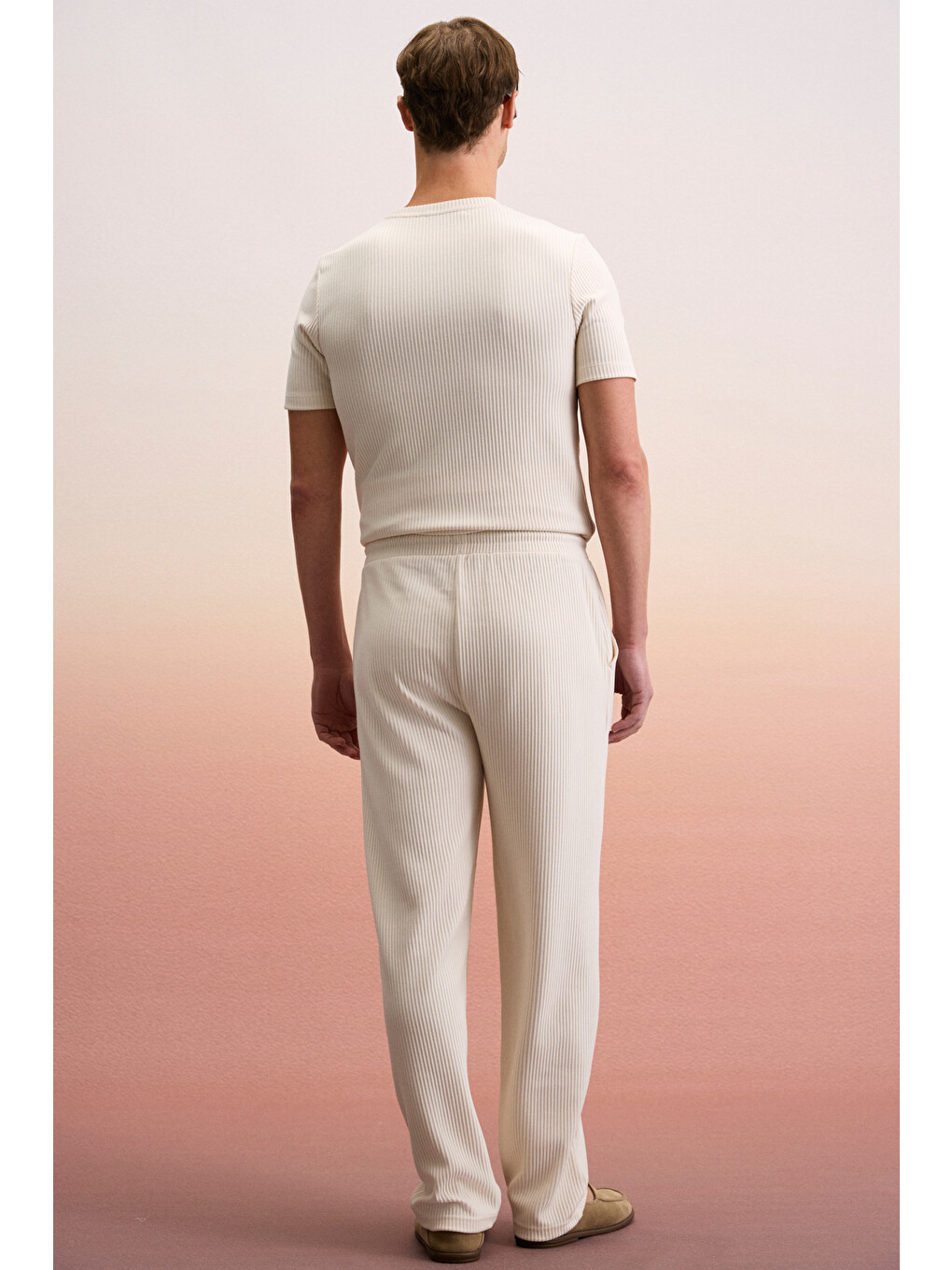 Ekru ERNO Erkek Beli Lastikli Yanları Cepli Relaxed KREM Pantolon-5