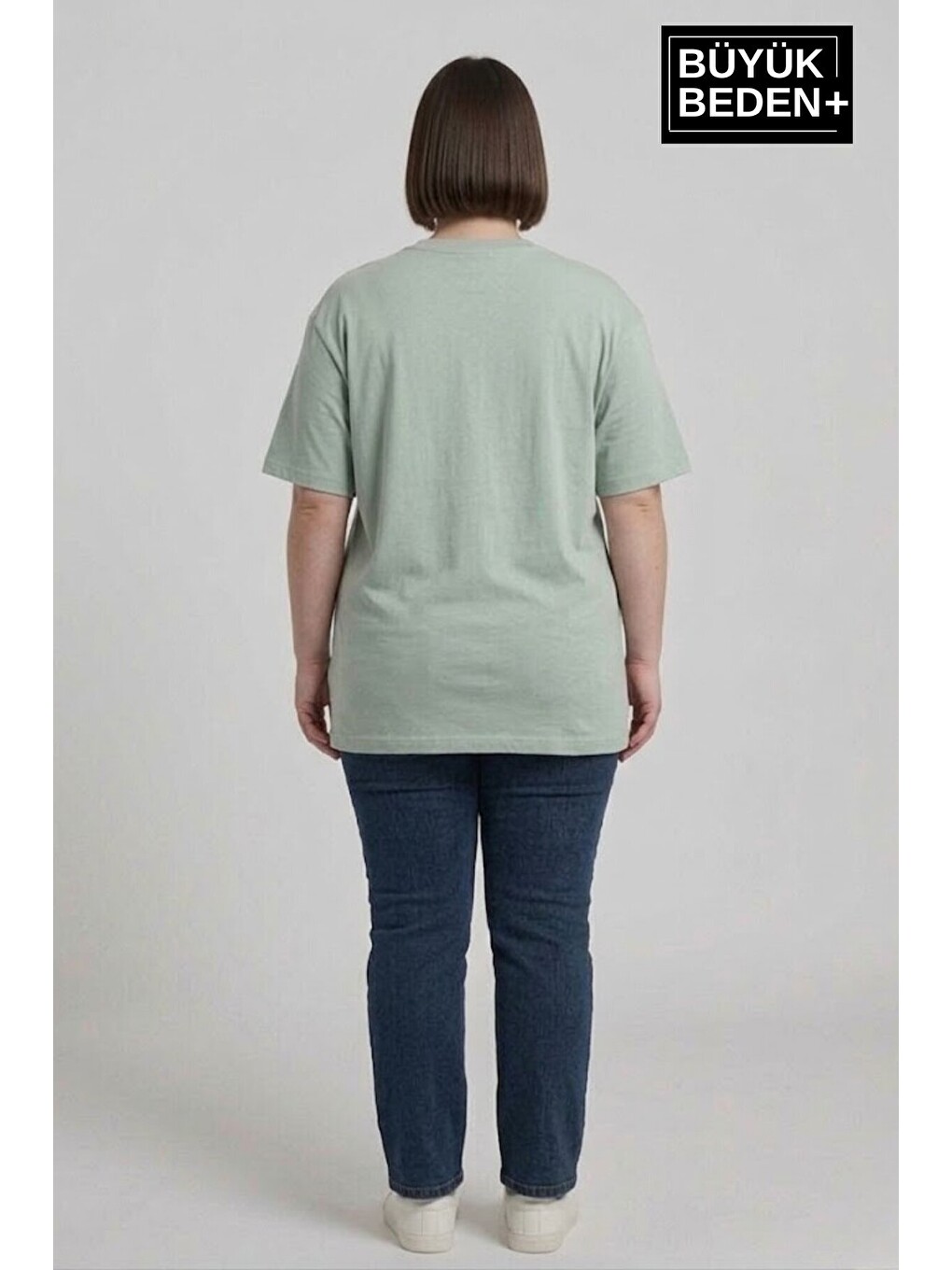 Turkuaz Kadın Büyük Beden Brooklyn 1970 Baskılı 3xl-6xl Bisiklet Yaka Tshırt SPR25BTSK510-3-2