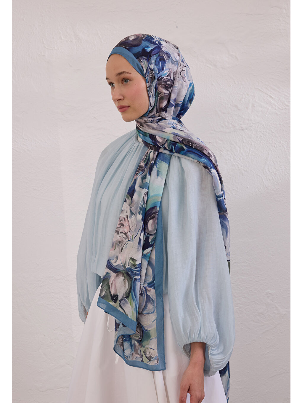 Nerıssa Desen Rami Şal İndigo-1