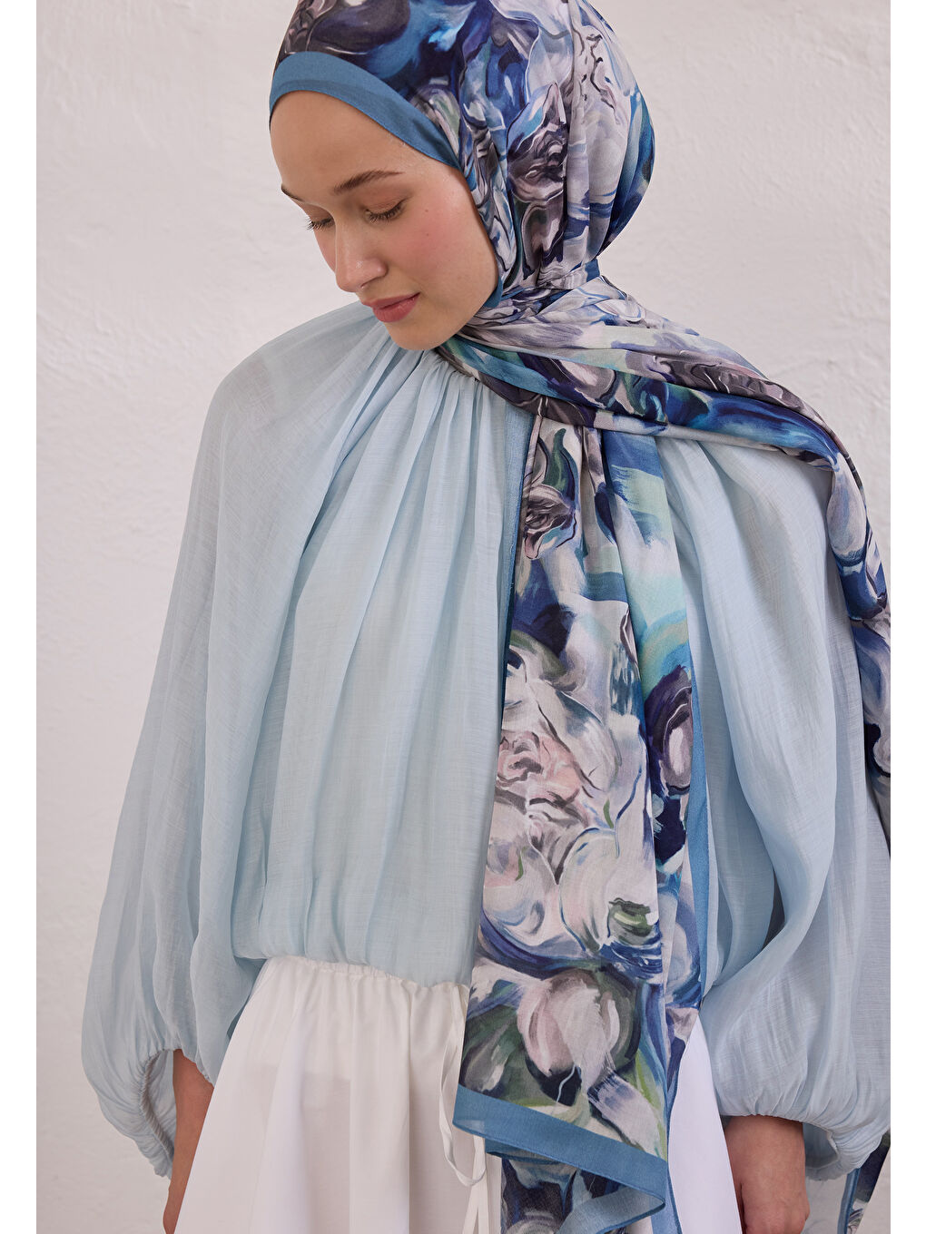 Nerıssa Desen Rami Şal İndigo-2