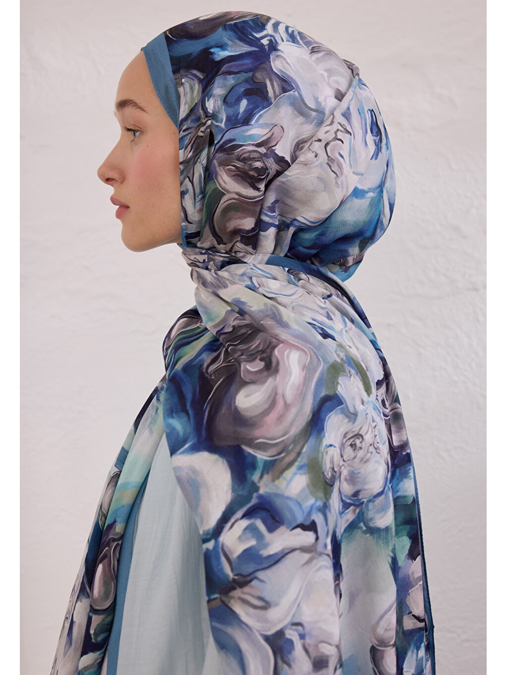 Nerıssa Desen Rami Şal İndigo-3