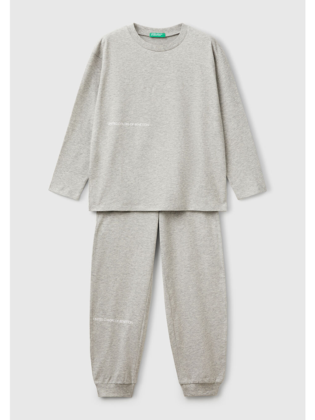 Erkek Çocuk Gri Melanj Logo Şeritli T-Shirt - Jogger Takım