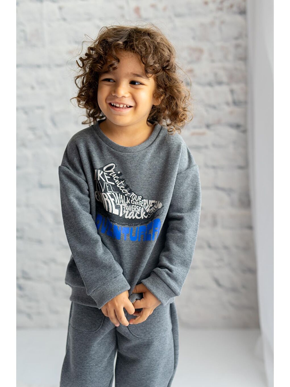 Antrasit Erkek Çocuk Baskılı Sweatshirt-1