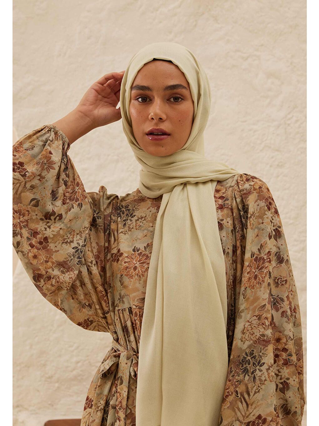 Bej Rami Viskon Şal Kum-1