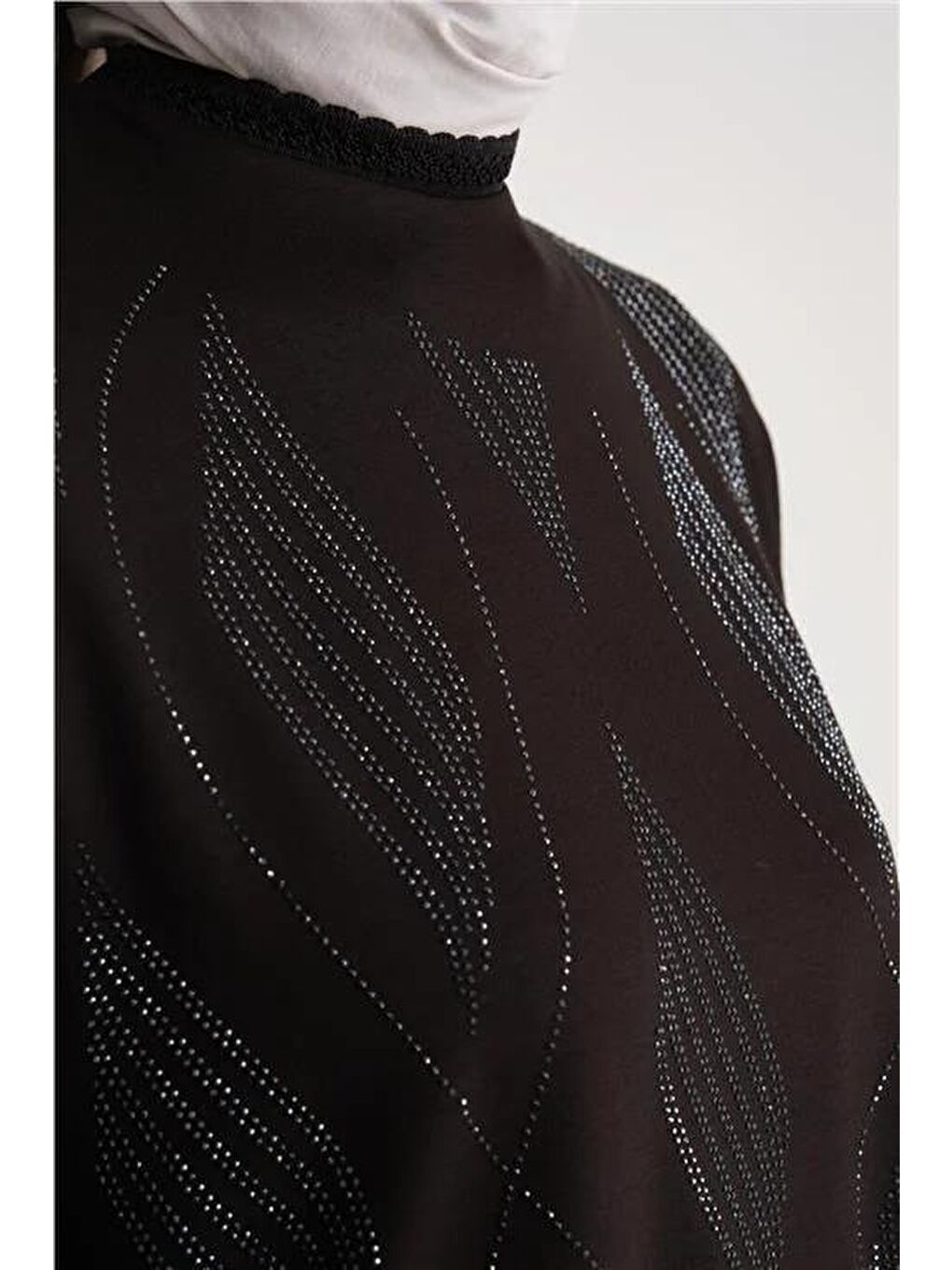 Taş Detaylı Uzun Kollu Kadın Penye Bluz 24Yd9001 Siyah-2