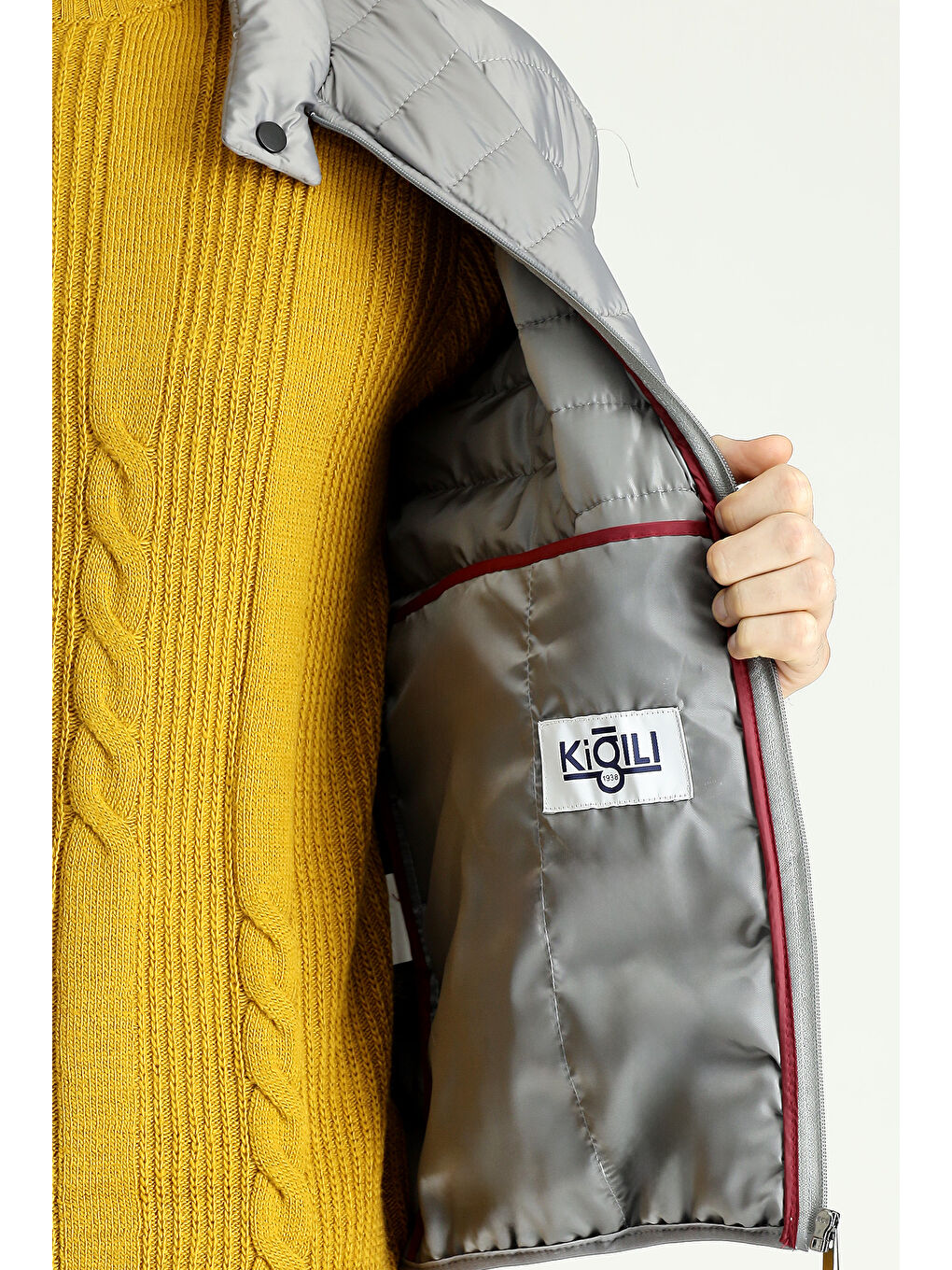 Gri Kapitone Spor Şişme Mont-5