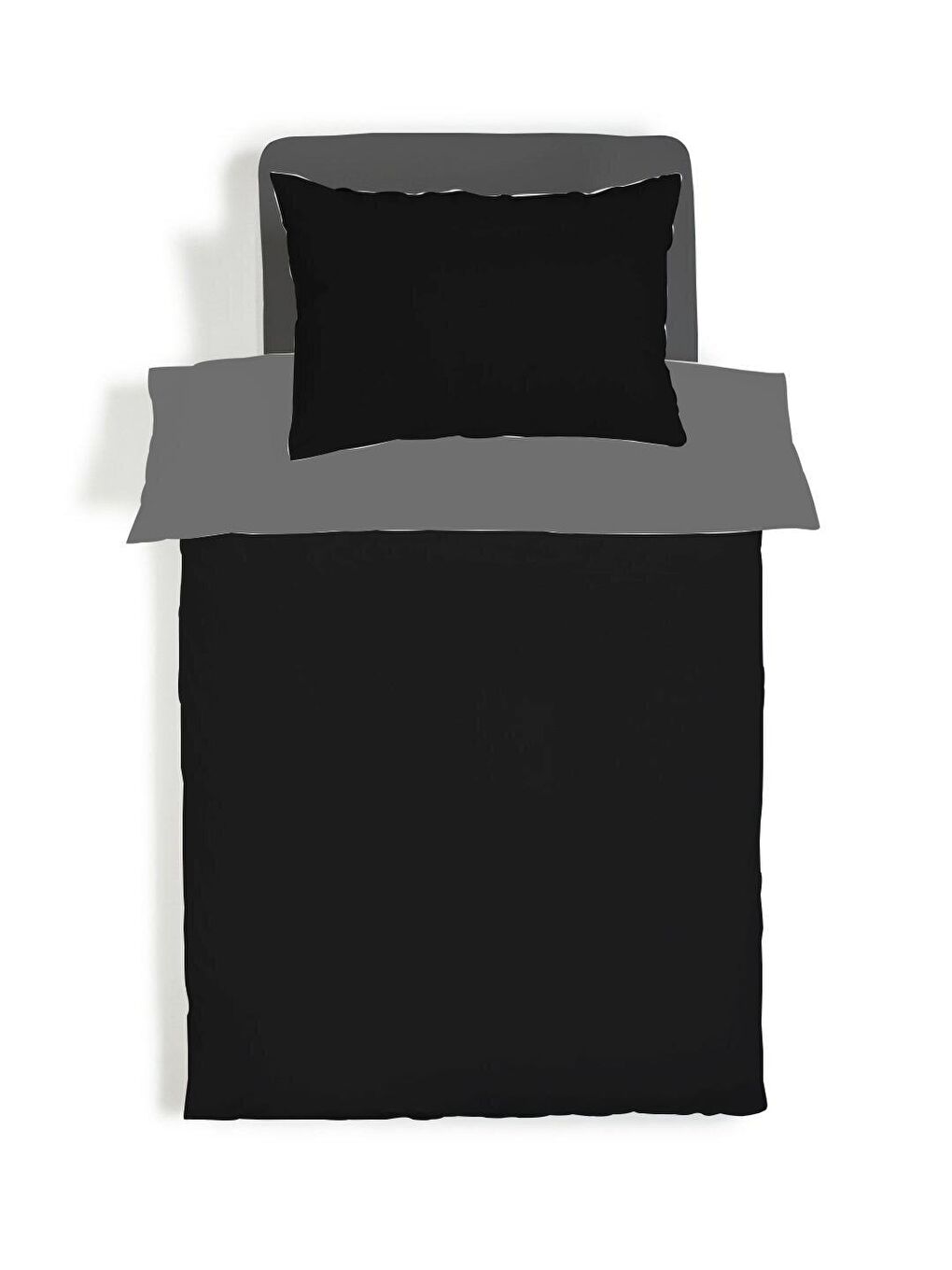 Karışık Çift Taraflı Düz Siyah Çarşafsız Takım Tek Kişilik Nevresim Takımı 160x220 Cm-1