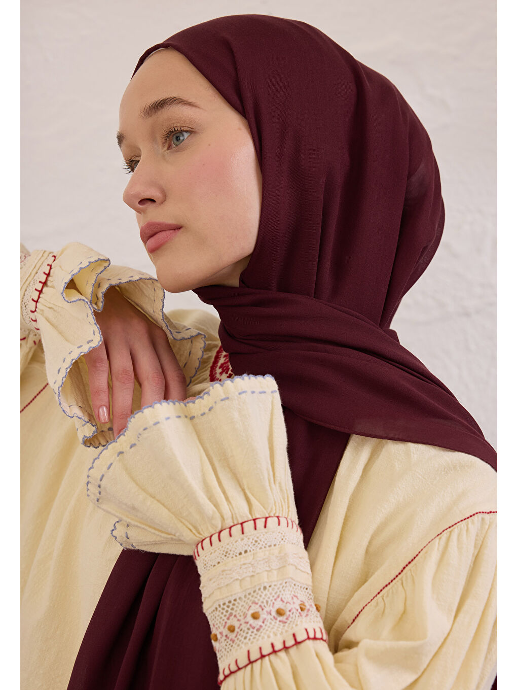 Soft Viskon Şal Bordo-1