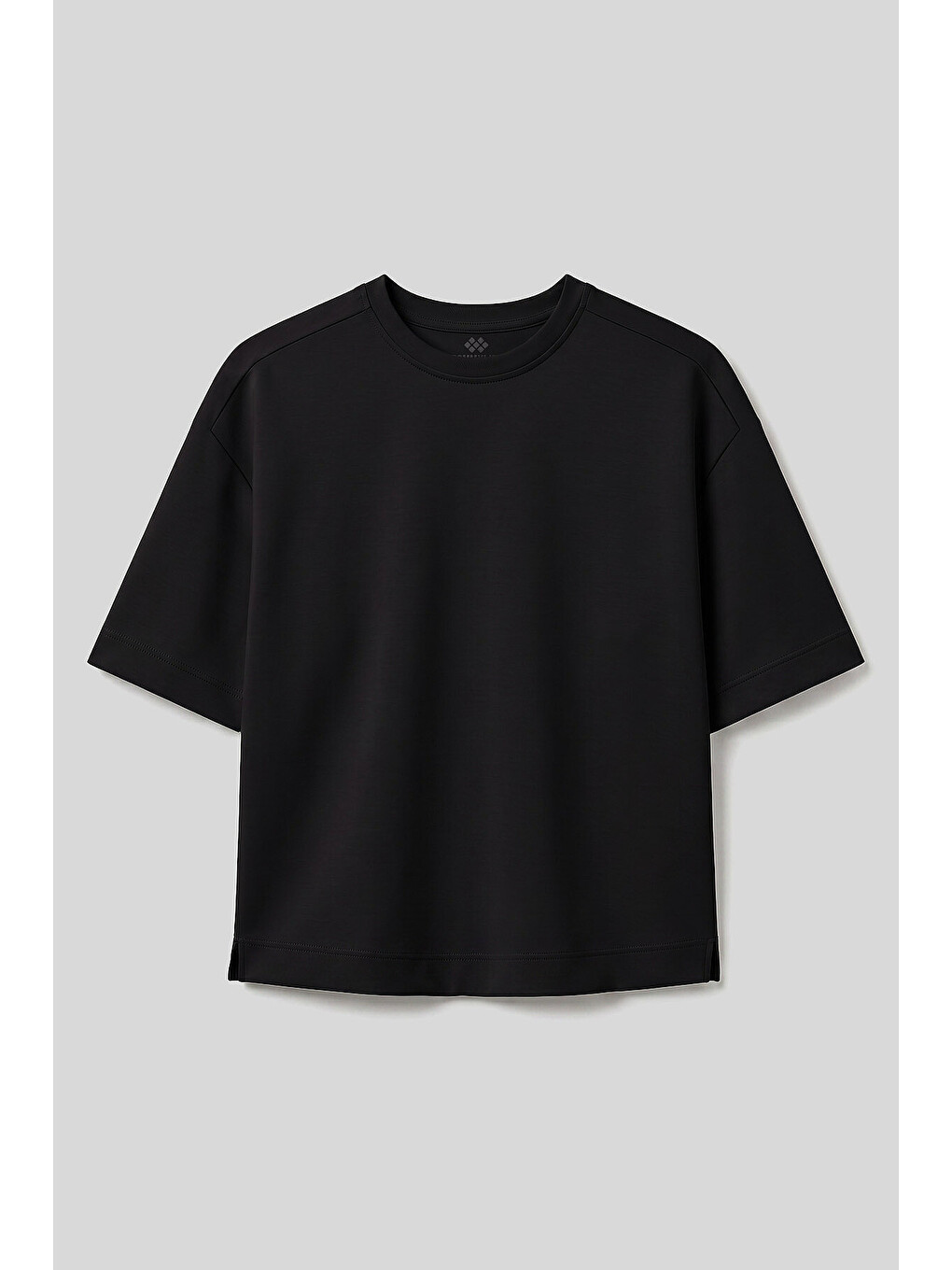 Siyah O Yaka Oversize Kısa Kollu Kadın T-Shirt - 97316