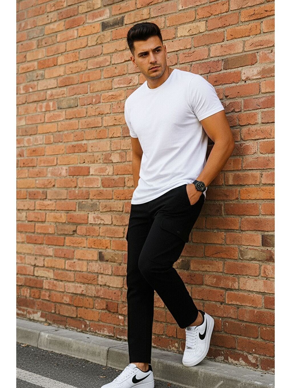 Antrasit ERKEK KÖRÜKLÜ JOGGER PAÇA LASTİKSİZ PANTOLON-1