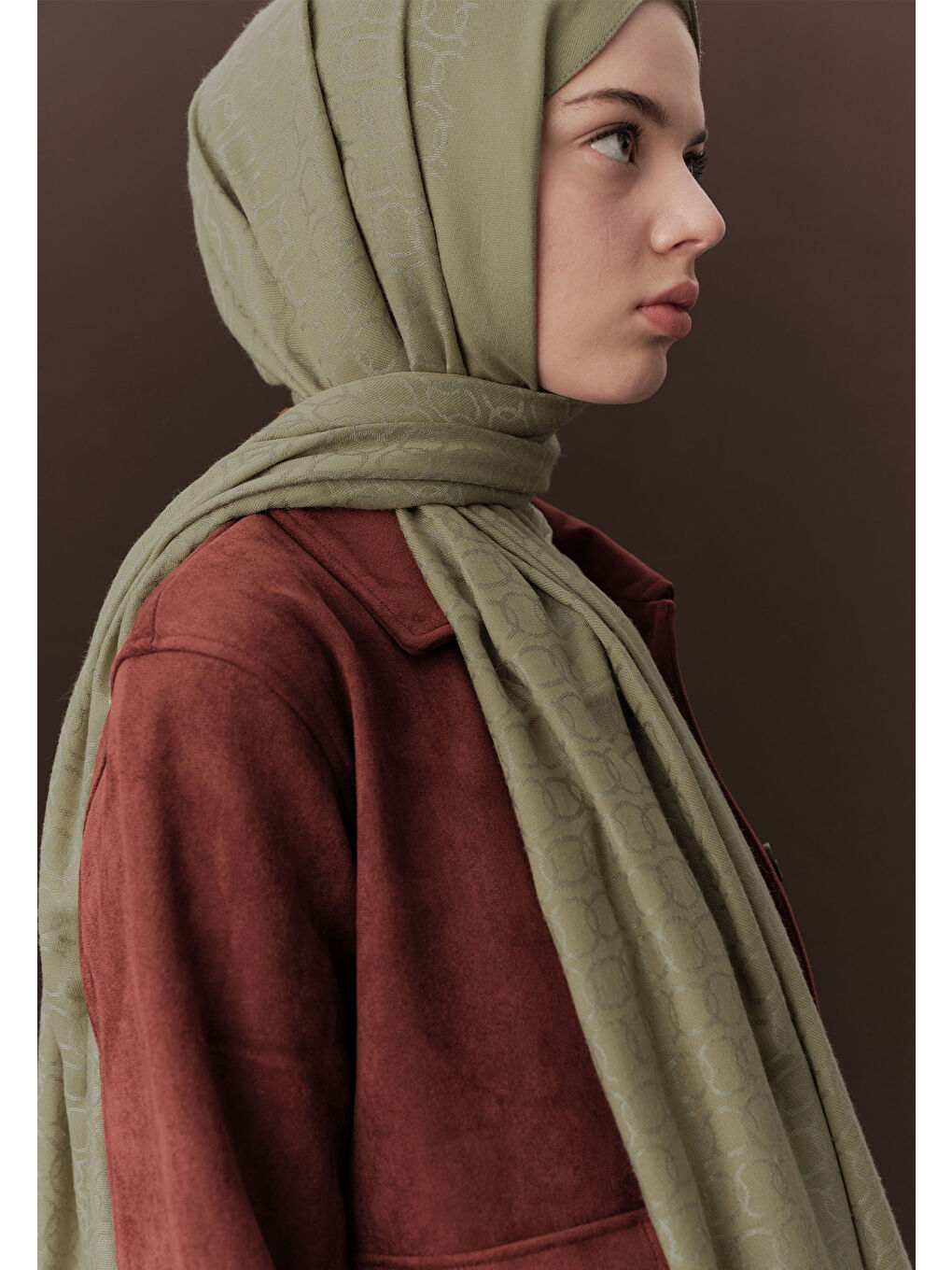 Yeşil Premıum Yünlü Düz Şal Çağla-3