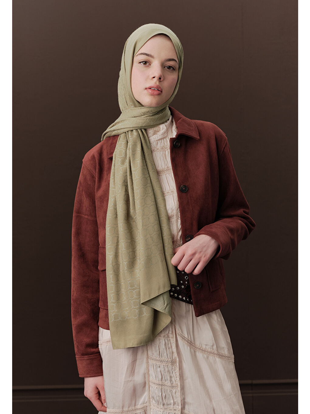 Yeşil Premıum Yünlü Düz Şal Çağla-4