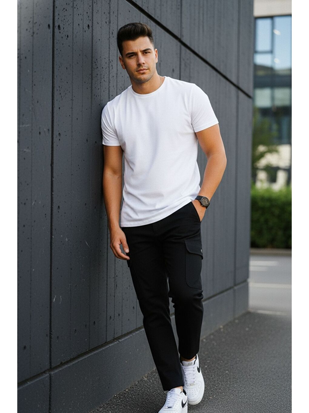 Antrasit ERKEK KÖRÜKLÜ JOGGER PAÇA LASTİKSİZ PANTOLON-3