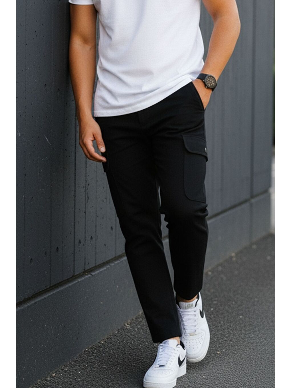 Antrasit ERKEK KÖRÜKLÜ JOGGER PAÇA LASTİKSİZ PANTOLON-4