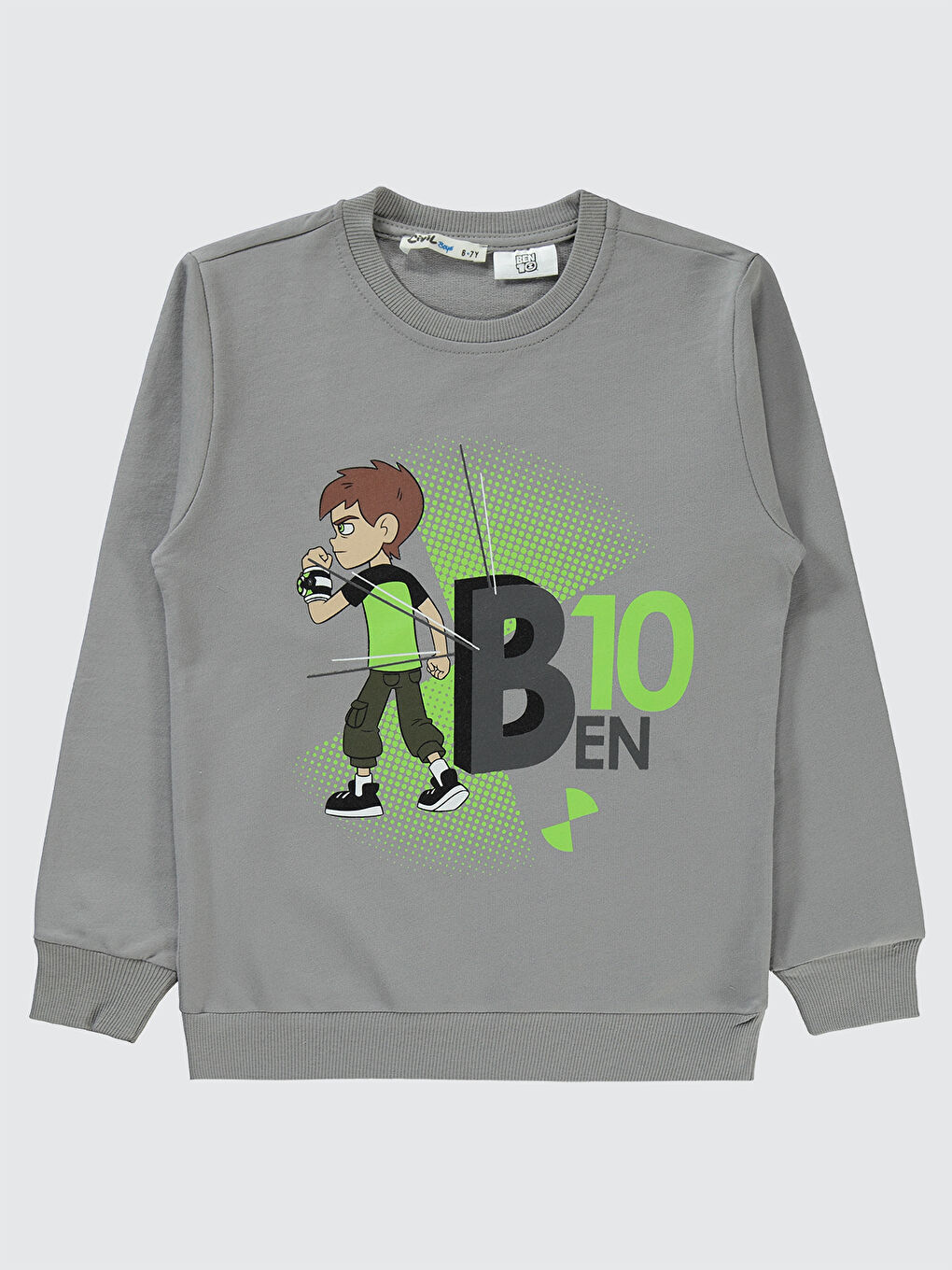 Civil Ben10 Erkek Çocuk Sweatshirt 6-9 Yaş Gri